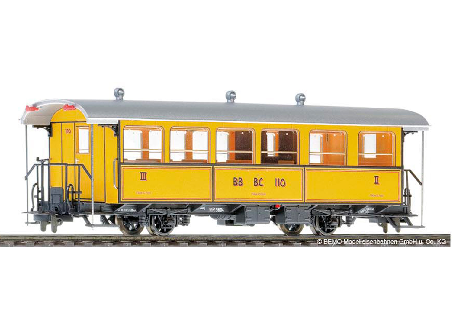 Bemo 3233160 RhB BC 110 Il Mesolcines gelb historischer Zweiachser 