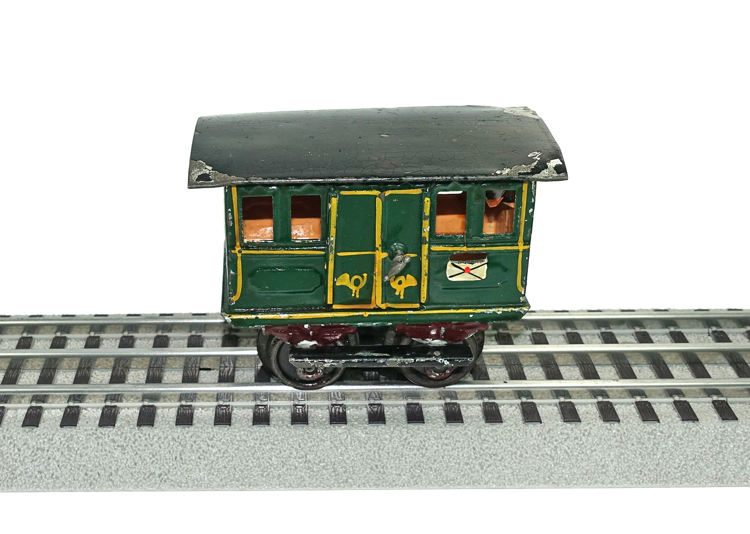 Märklin 0, 1802 Postwagen grün mit Posthörner 