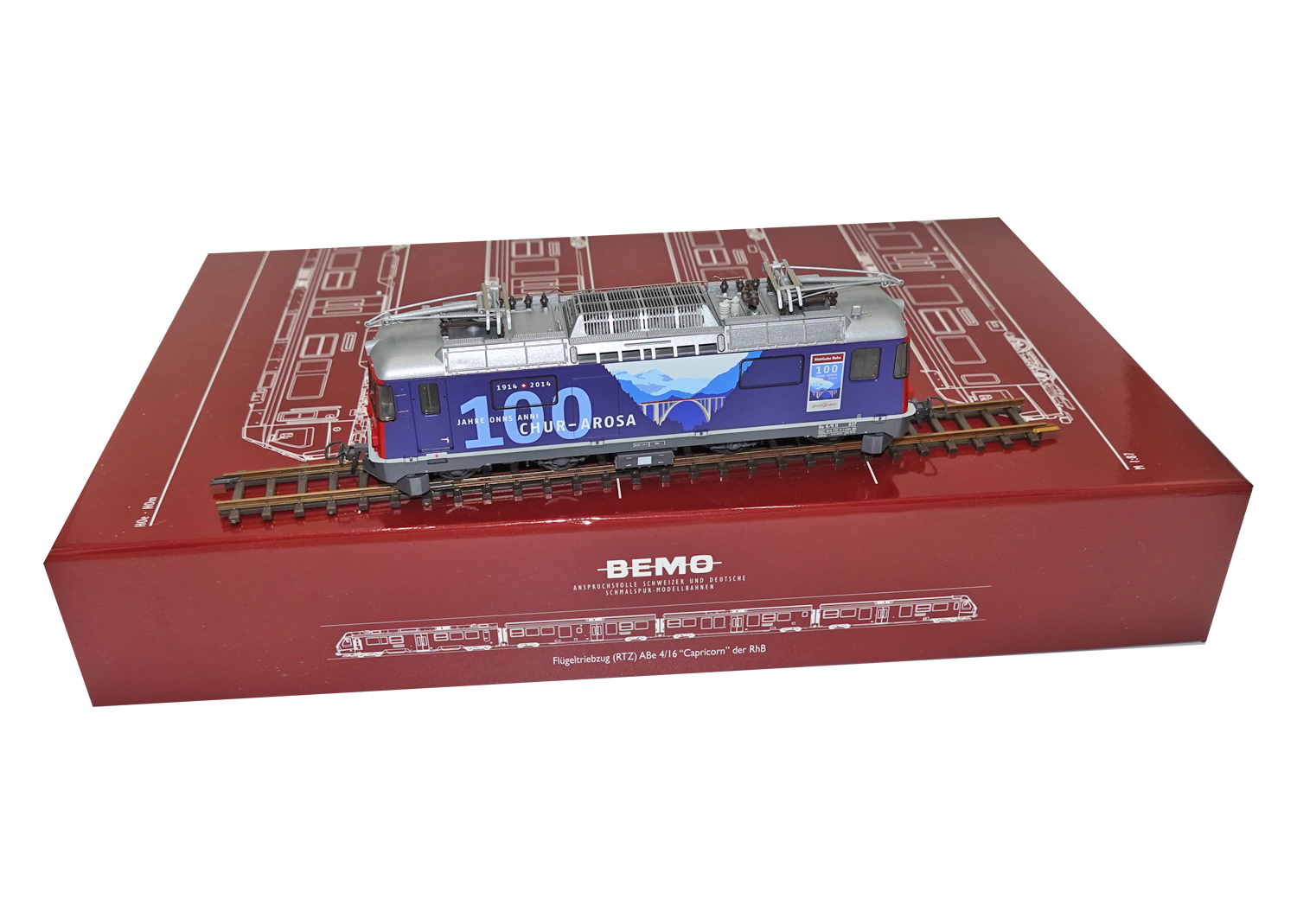 Bemo 1258167 RhB E-Lok Ge 4/4 II 627 100 Jahre Arosa DC 