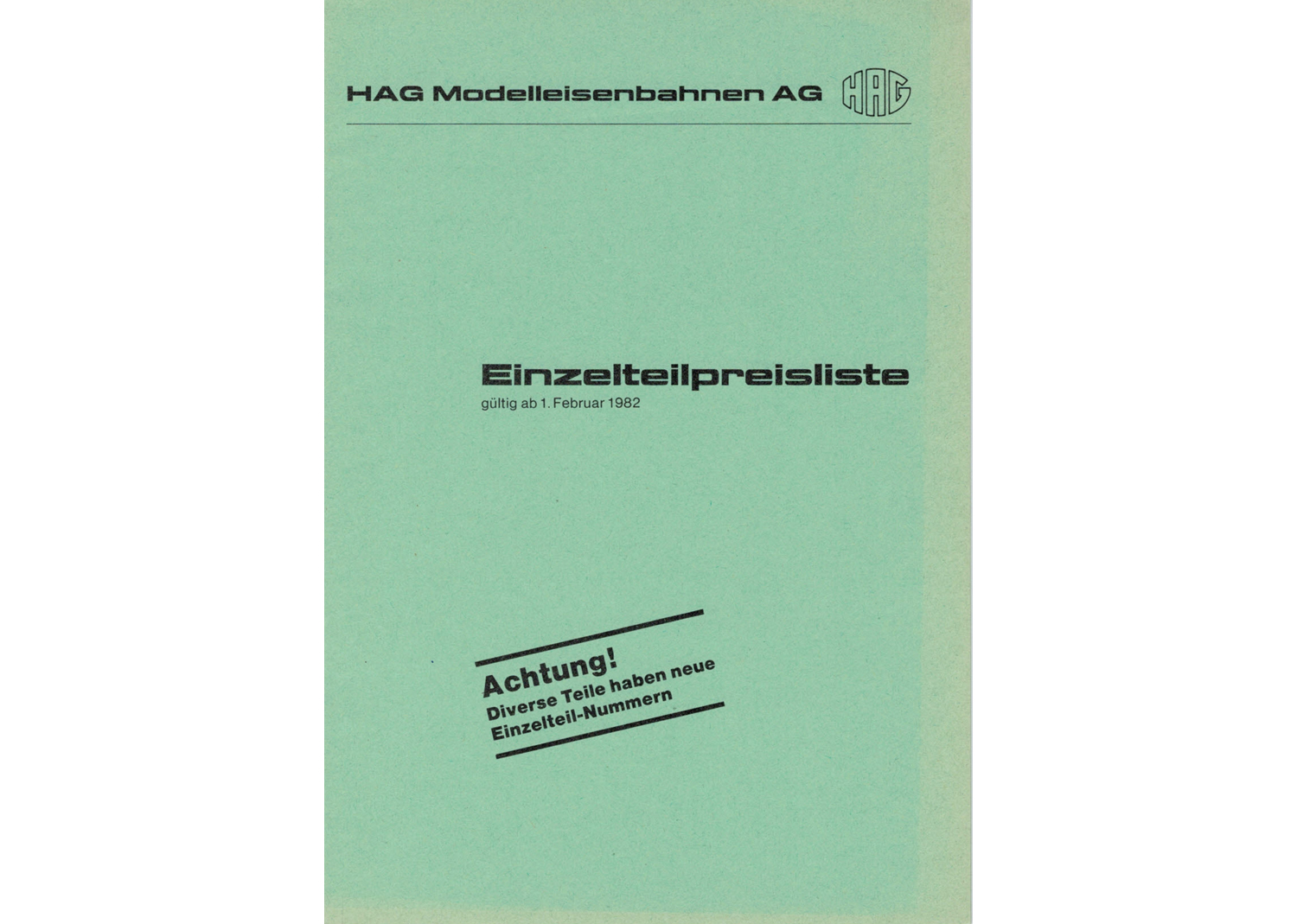 Hag Ersatzteilkatalog 1982
