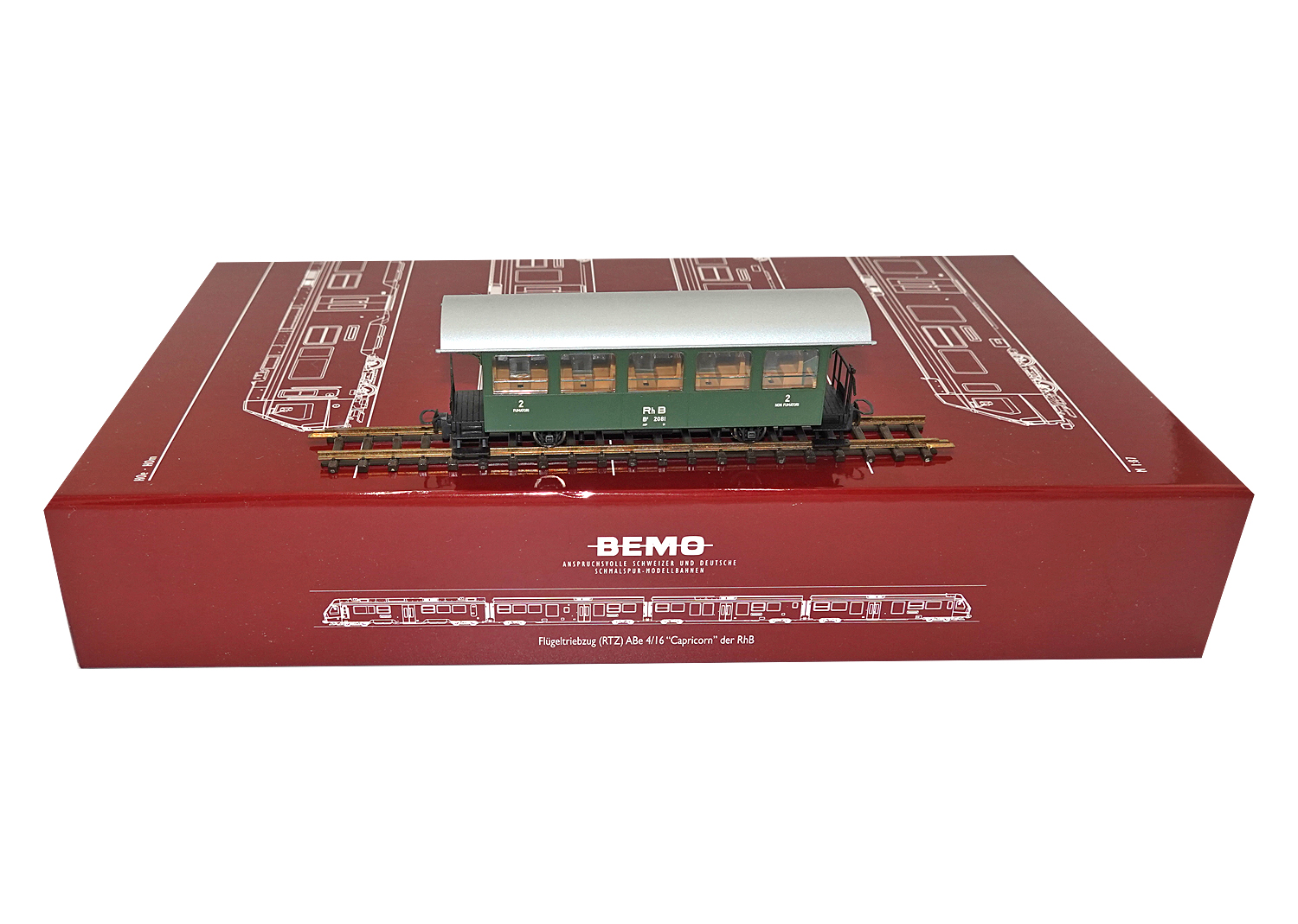 Bemo 3238121 RhB Zweiachser Personenwagen B 2081 grün 