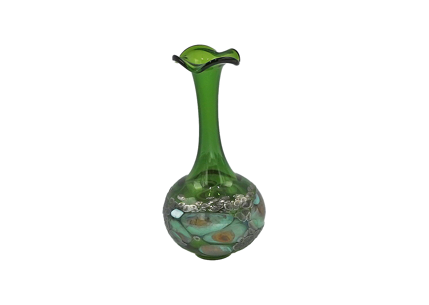 Jürgen Tkotz Gräfenthal Glasvase mini mit Glasgranulatdekor grün Jürgen Tkotz Gräfenthal Glasvase mini mit Glasgranulatdekor grün