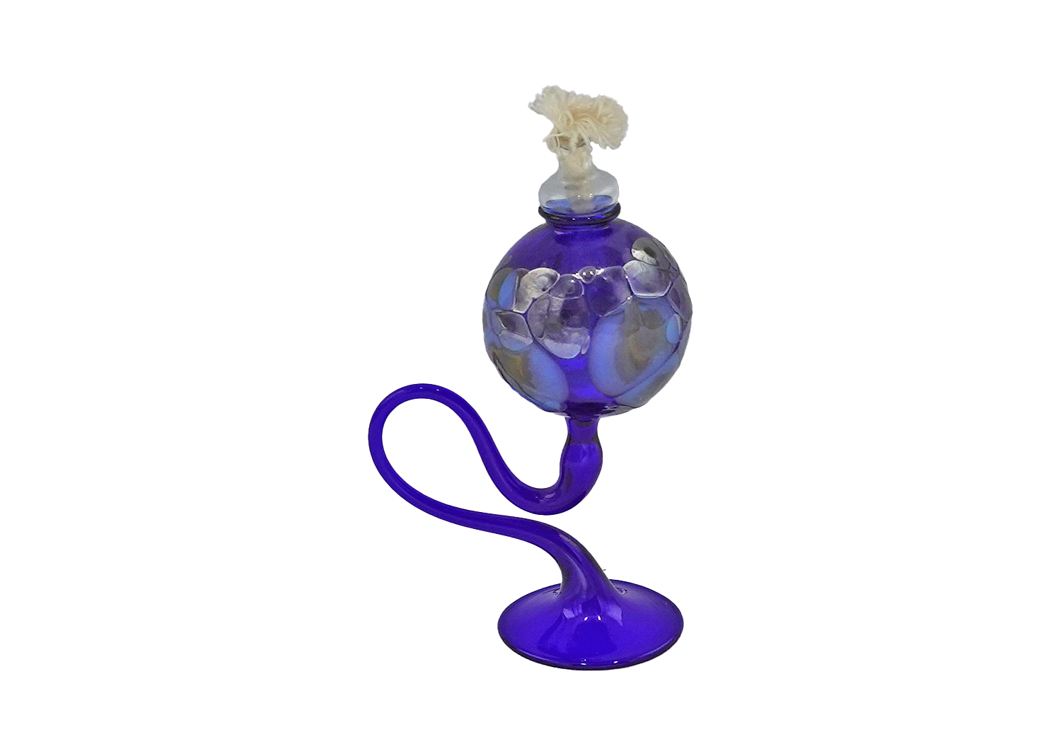 Jürgen Tkotz Gräfenthal Glas-Oellampe mini mit Glasgranulatdekor blau Jürgen Tkotz Gräfenthal Glas-Oellampe mini mit Glasgranulatdekor blau