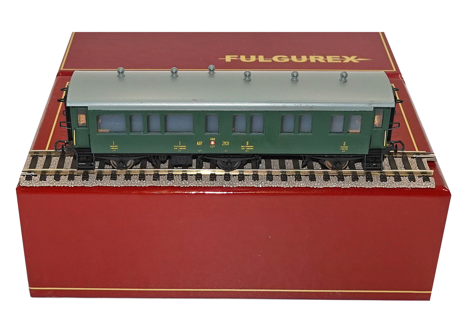 Fulgurex 2028 H0 SBB 3 Achser Personenwagen-Set 4 tlg.DC 