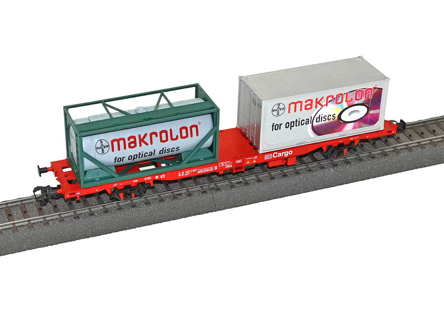Märklin 47702 DB Containertragwagen Bayer makrolon  Märklin 47702 DB Containertragwagen Bayer makrolon