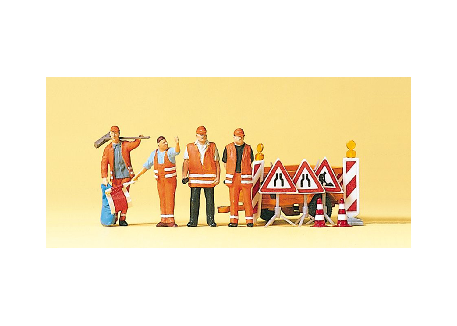 Preiser 10347 Strassendienst mit Verkehr schildern 
