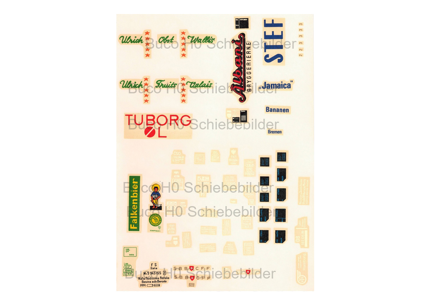 Buco H0 351 Schiebbilder-Bogen für Güterwagen Buco H0 351 Schiebbilder-Bogen für Güterwagen