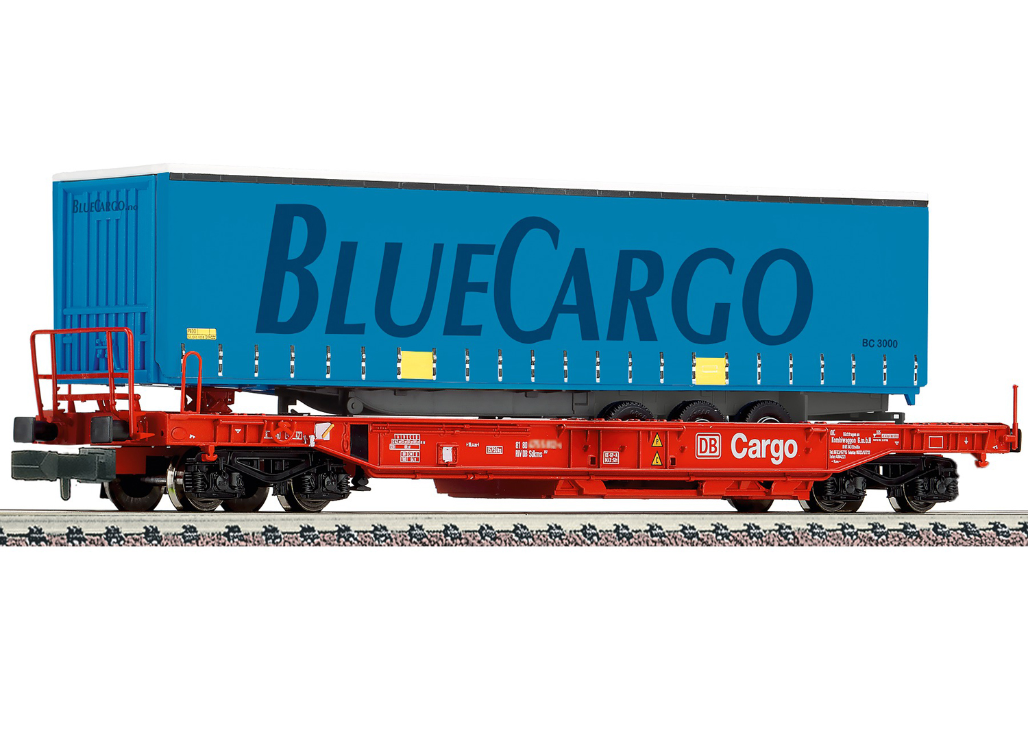 Fleischmann 845367 DB Einheitstaschenwaggon mit Auflieger BlueCargo 