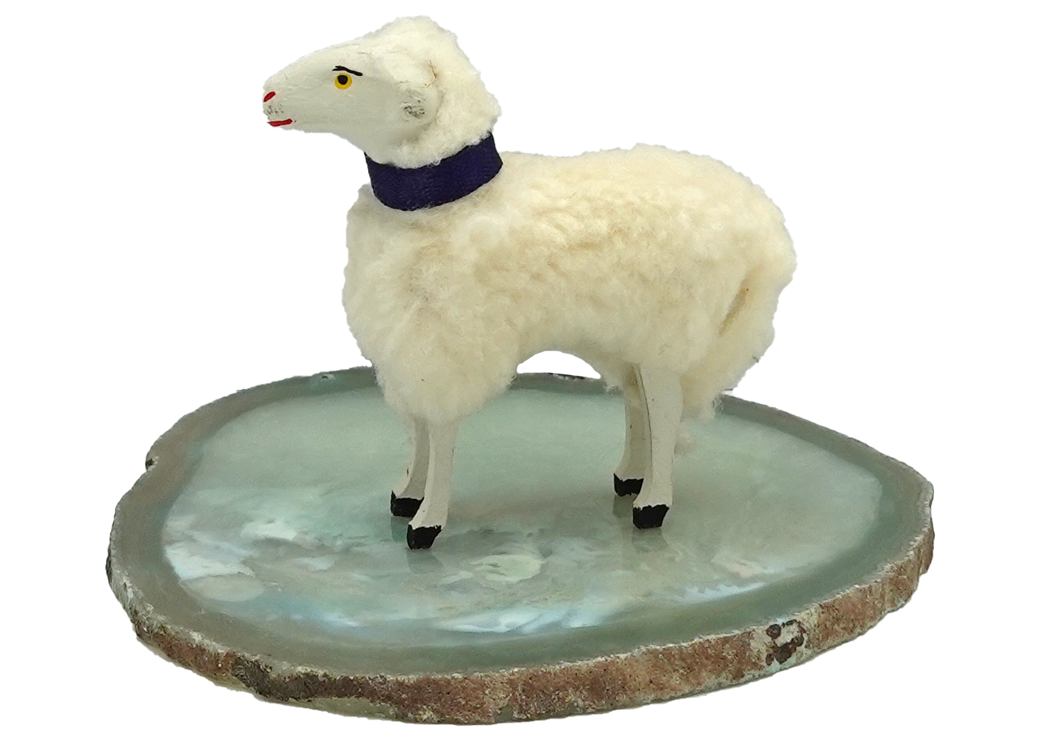 Wollschaf mit Holzbeinen klein H=7x6cm Wollschaf mit Holzbeinen klein H=7x6cm
