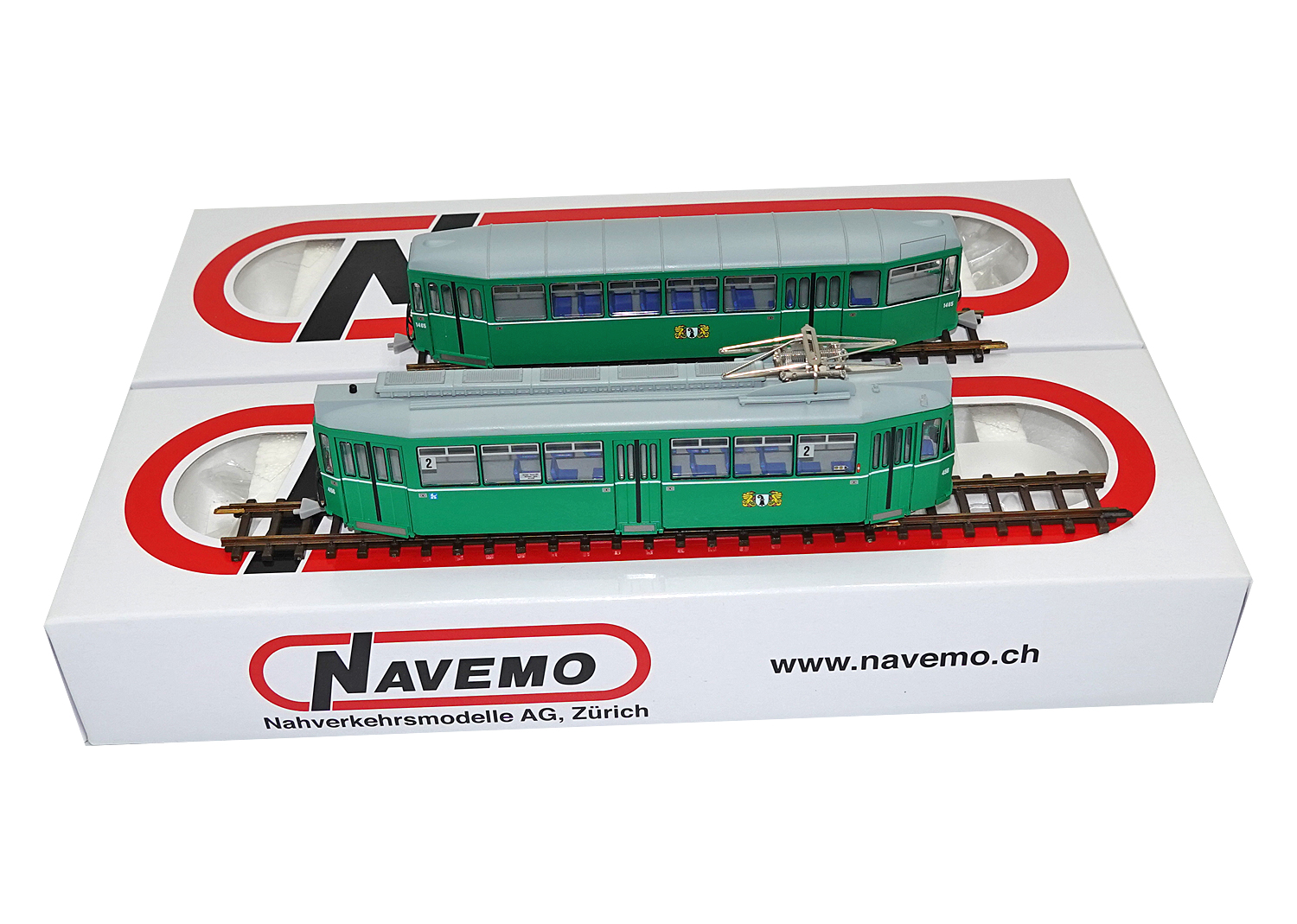 Navemo 24212456 H0m BVB Be 4/4 2-tlg. Tram Motorwagen Linie 2 