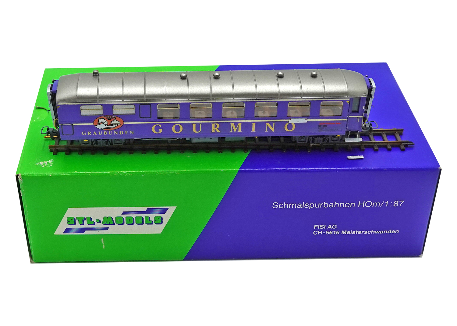 WABU 254-005 H0m RhB Speisewagen 3812 Gourmino blau 