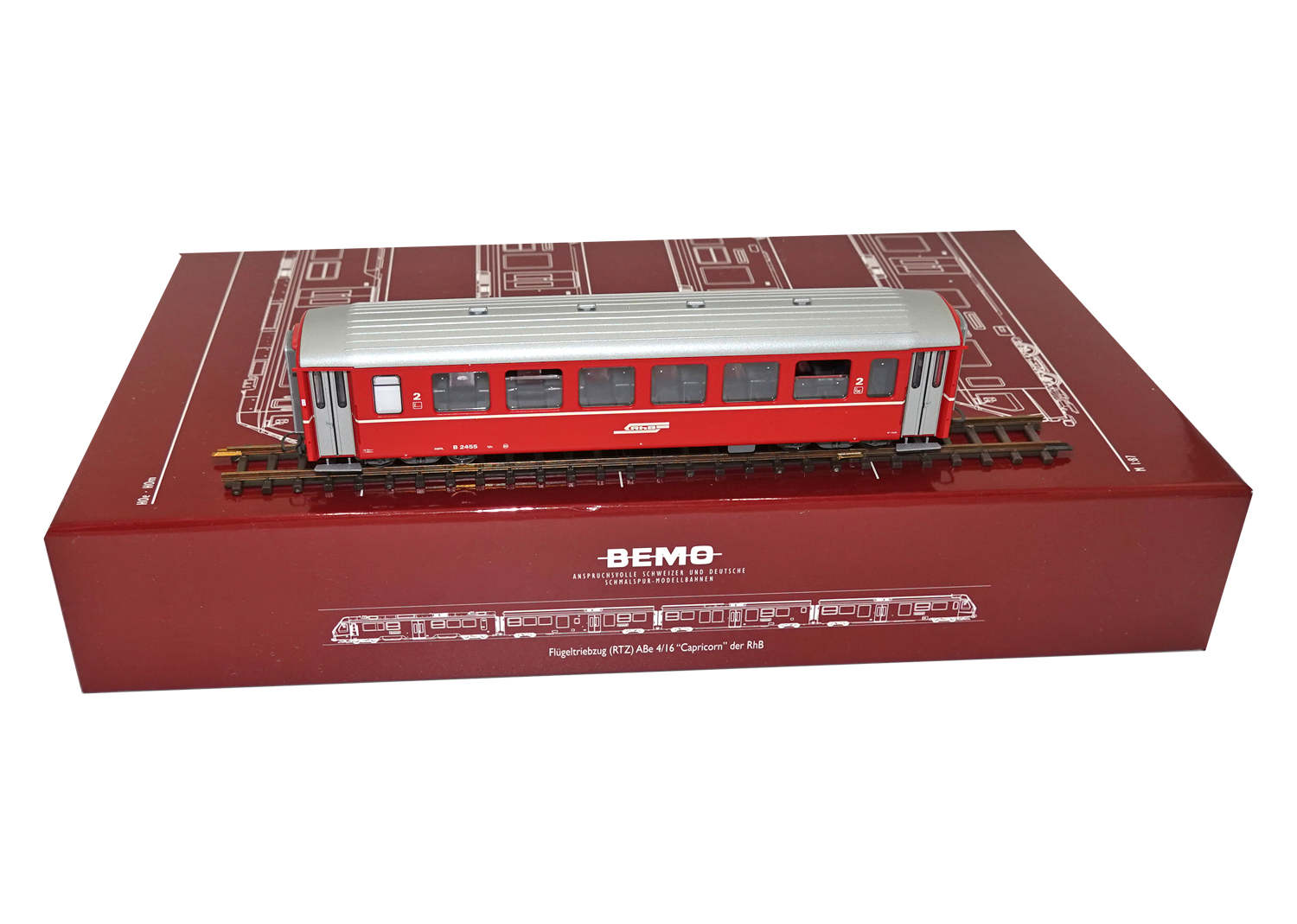 Bemo 3255125 RhB Einheitswagen EW I B 2455 Berninabahn rot 