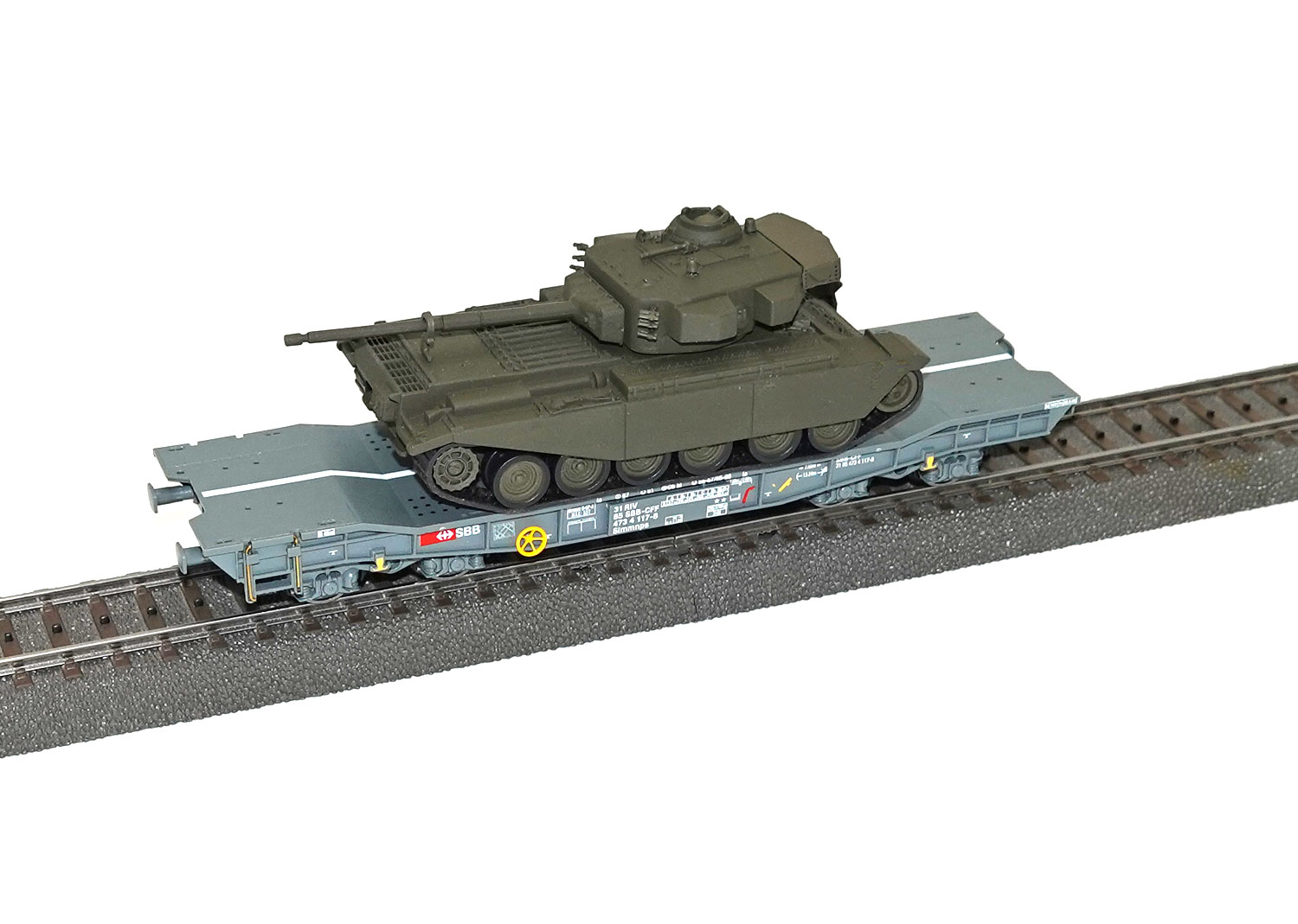 Hag 78005 SBB Tiefladewagen mit Centurion Panzer DC 