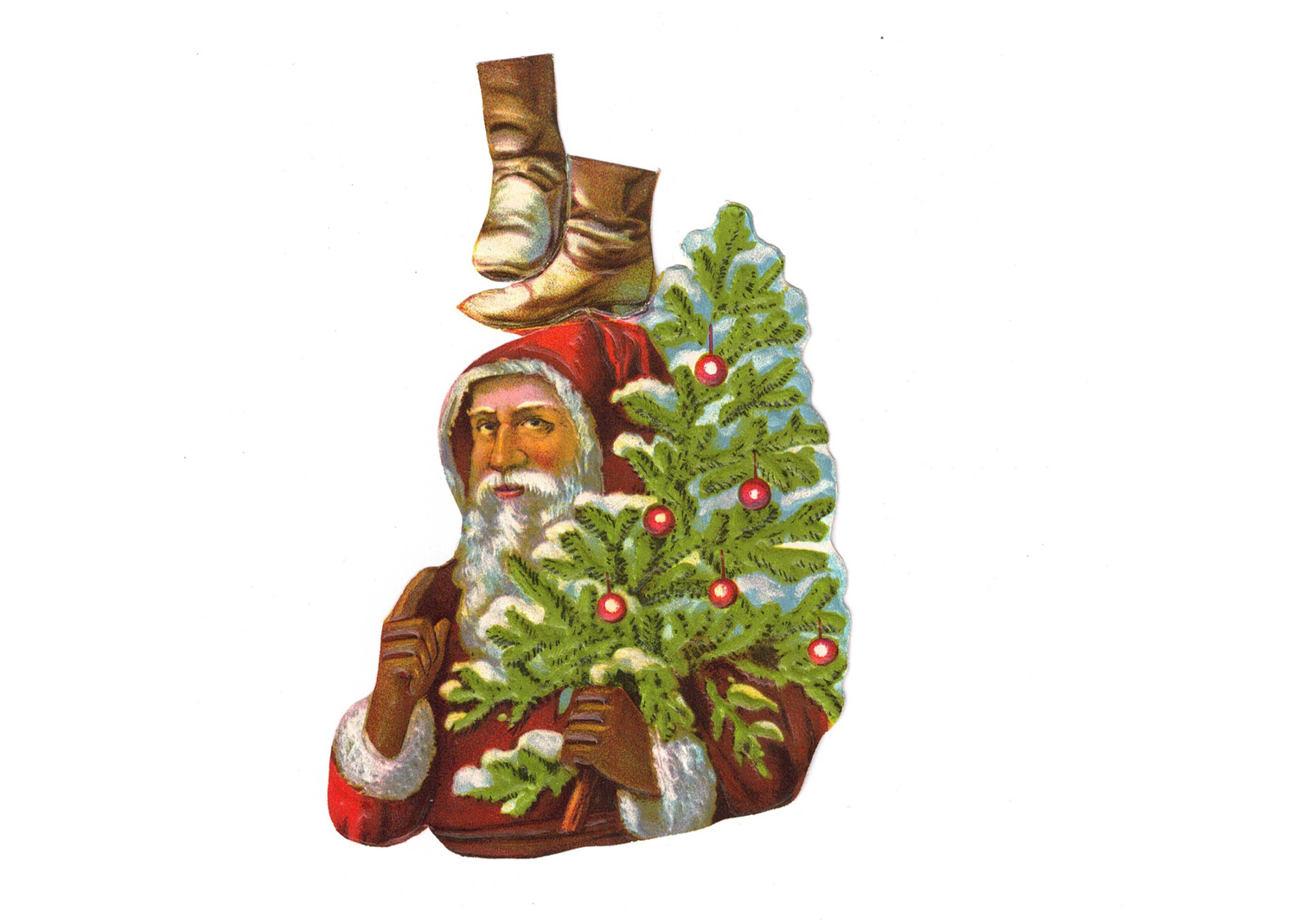 Vintage alte Glanzbilder Oblaten Nikolaus rot 15cm Vintage alte Glanzbilder Oblaten Nikolaus rot 15cm