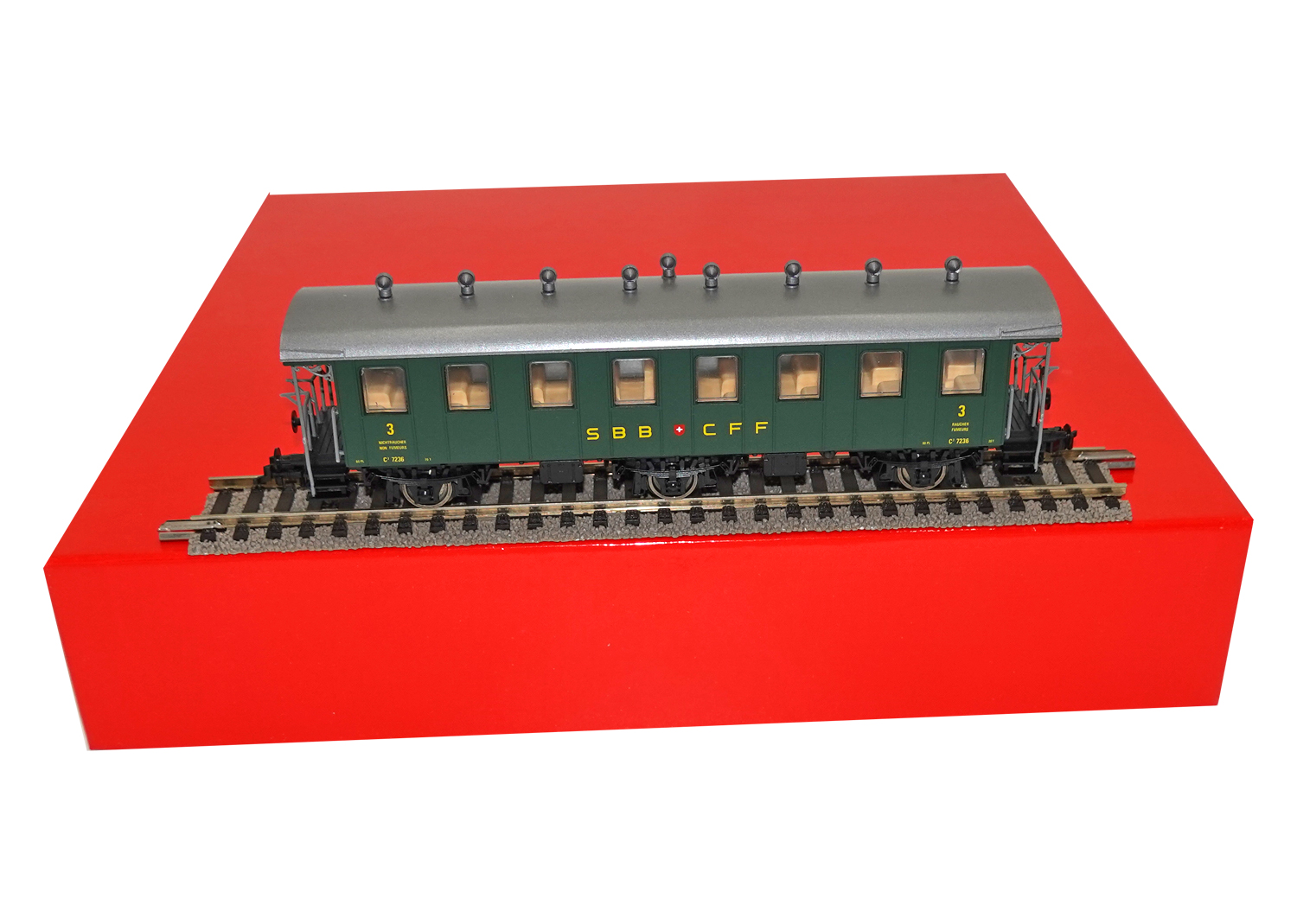 aku 9049-1 SBB Personenwagen C3 7236 grün 3 Achsen DC