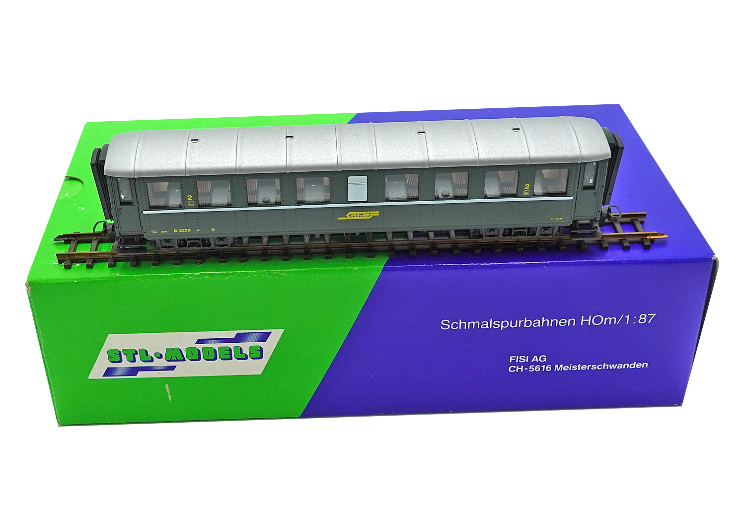 STL 2202-8 H0m RhB Personenwagen B 2229 grün 