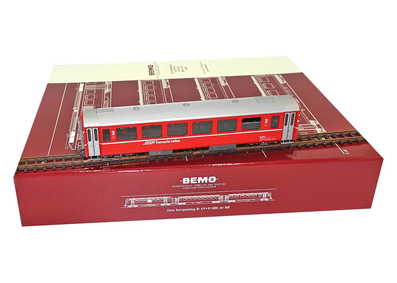 Bemo 3282116 RhB Personenwagen rot B 2466 EW III 