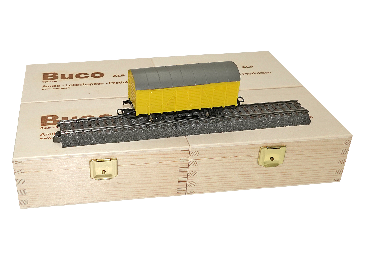 Buco H0 10455 ged Güterwagen gelb DC 