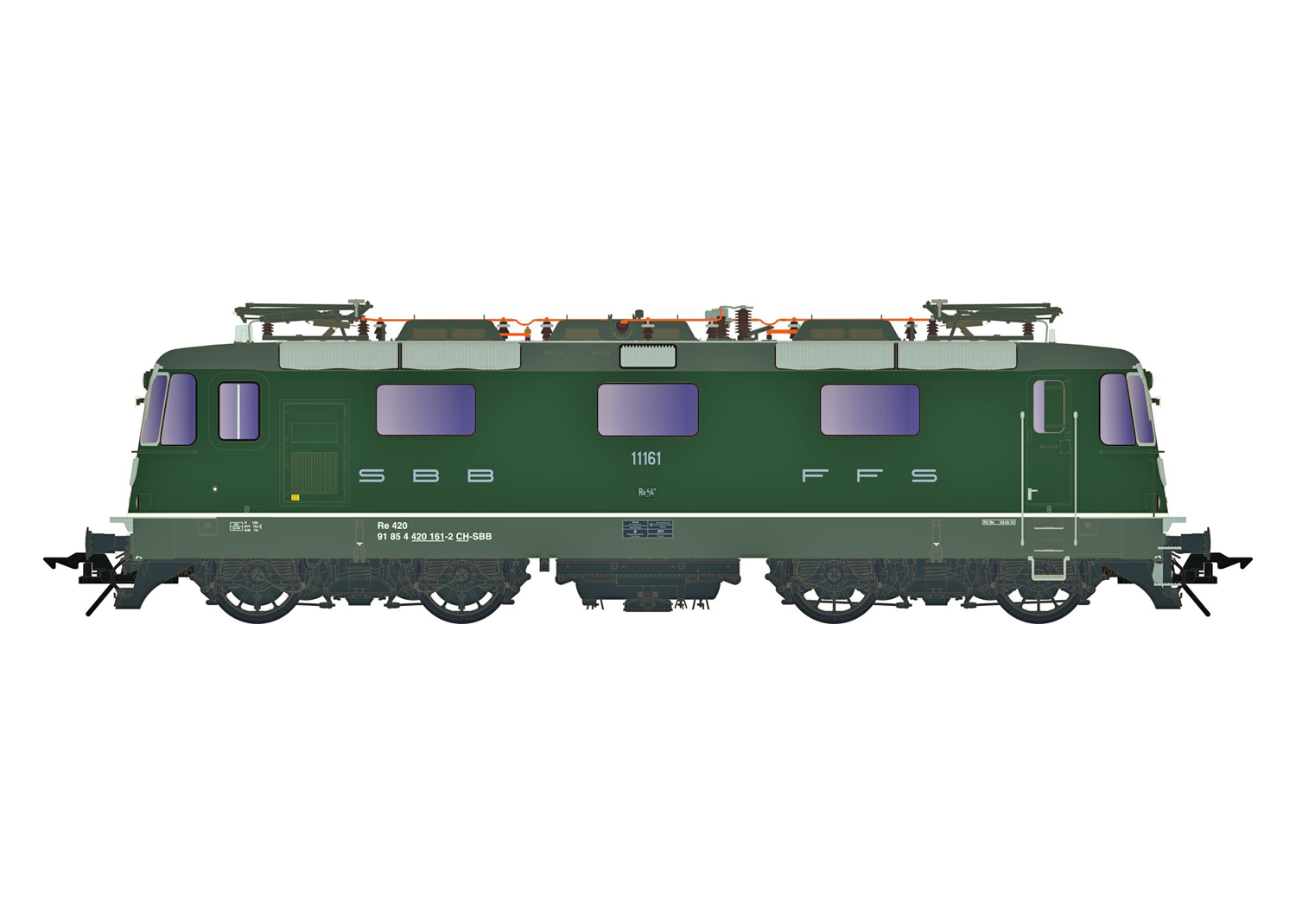 Lenz 40344-05 SBB E-Lokomotive Re 4/4II 420 161 grün Klimaanlage