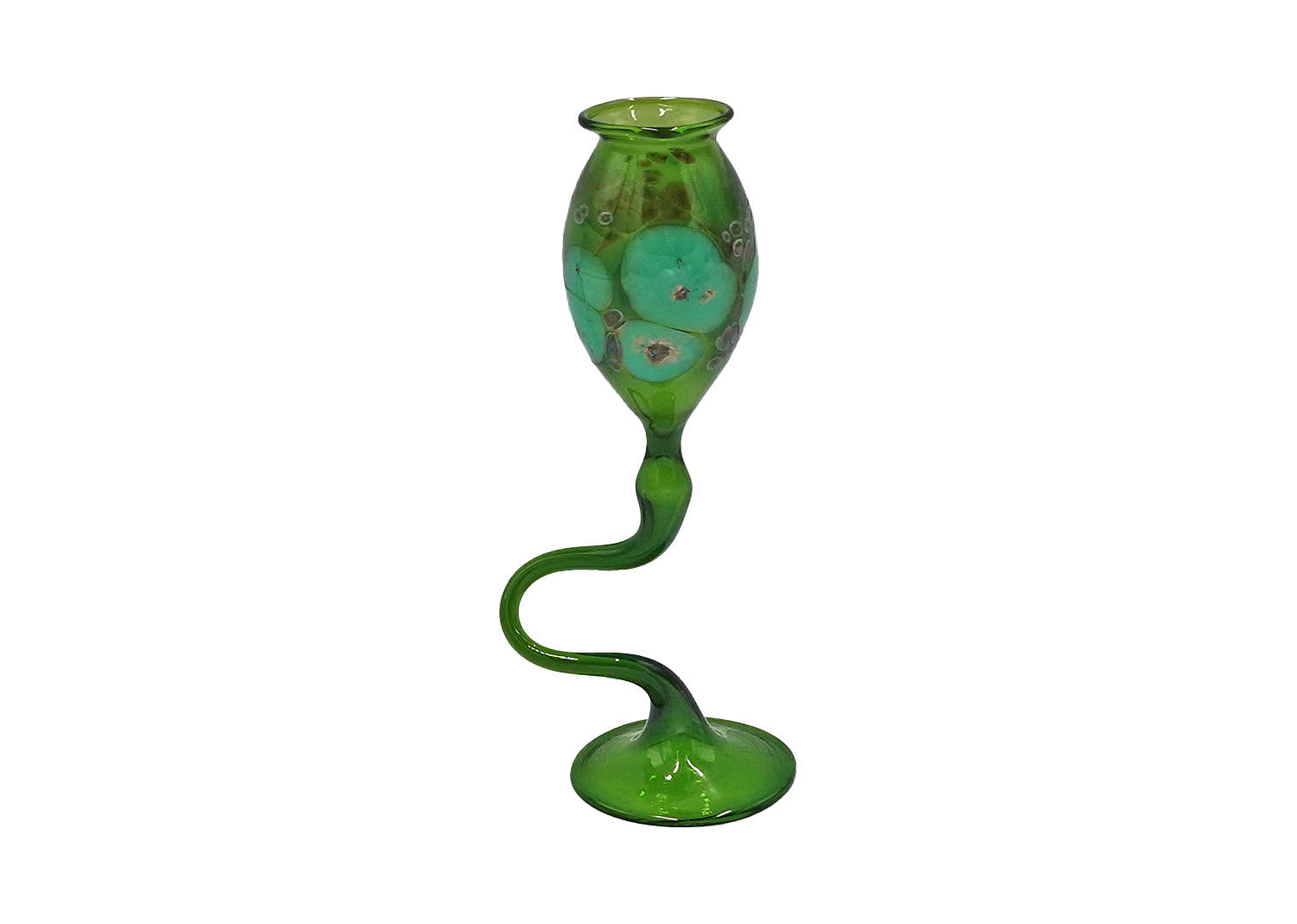 Jürgen Tkotz Gräfenthal Glasvase mini mit Glasgranulatdekor grün Jürgen Tkotz Gräfenthal Glasvase mini mit Glasgranulatdekor grün