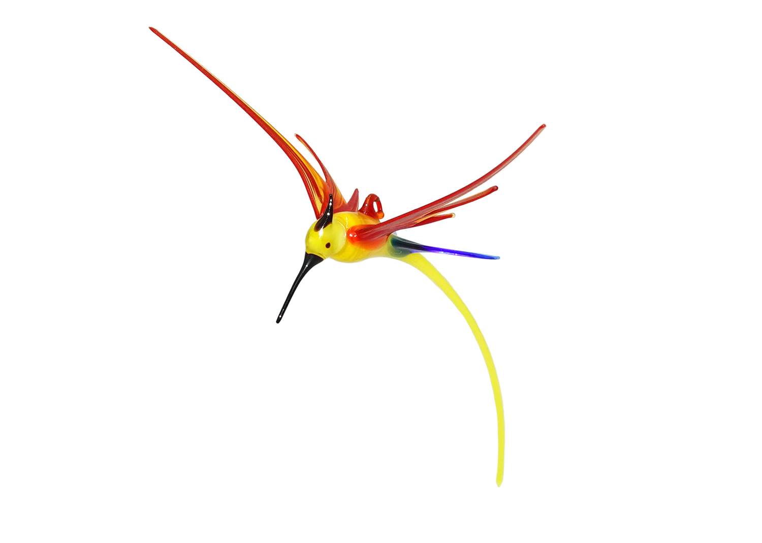 Falk Bauer Kolibri hängend gelb, rot, blau Vögel aus Glas Falk Bauer Kolibri hängend gelb, rot, blau Vögel aus Glas