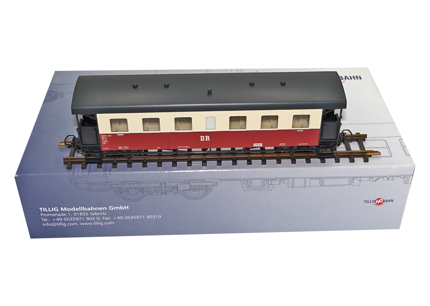 Tillig 13993 H0m DR Personenwagen Set rot / creme 900-481/505 DC 