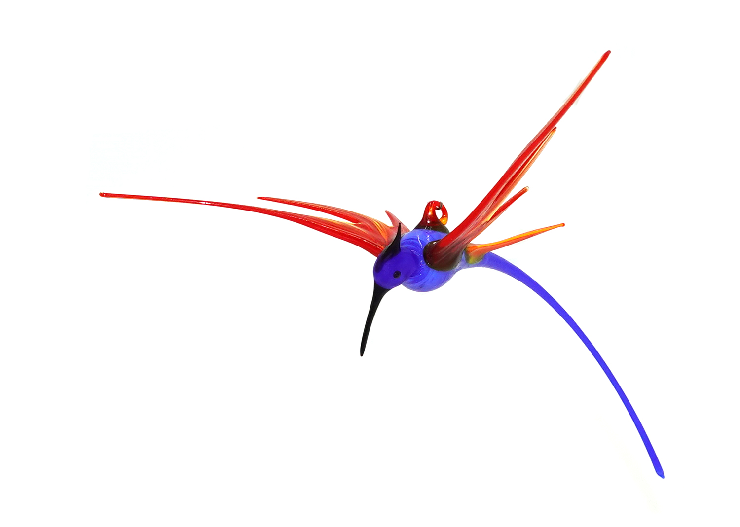 Falk Bauer Kolibri hängend blau, rot, orange Vögel aus Glas Falk Bauer Kolibri hängend blau, rot, orange Vögel aus Glas