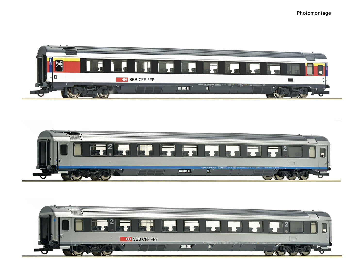 Roco 74022 SBB 3-tlg. Set 2: EuroCity-Wagen EC 7 