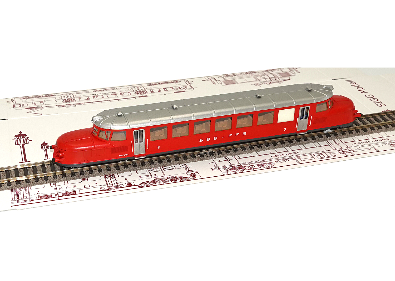 Sigg SBB Dieseltriebwagen Roter Pfeil Clm 2/4 Nr. 101 DC  Sigg SBB Dieseltriebwagen Roter Pfeil Clm 2/4 Nr. 101 DC