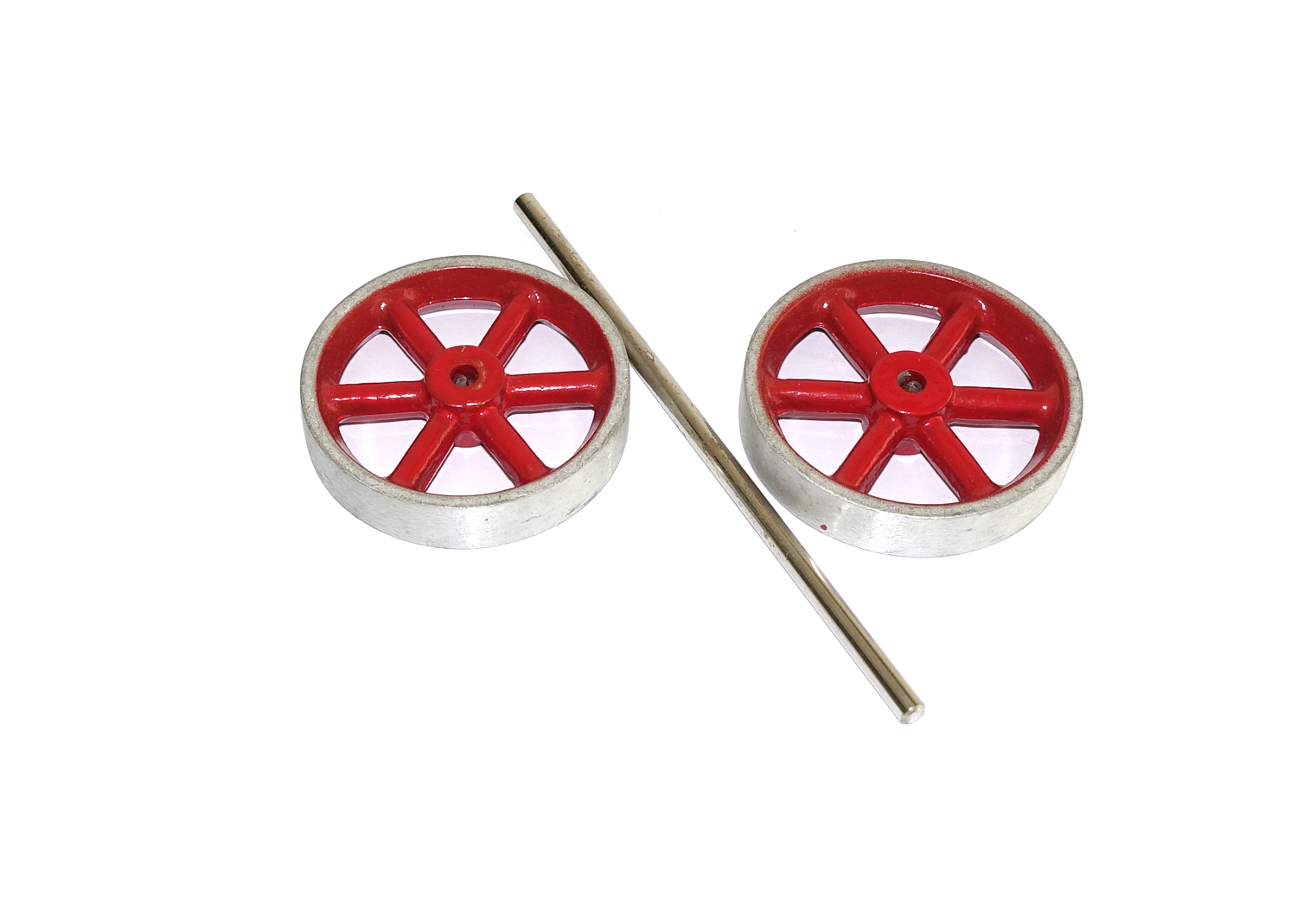 Wilesco Speichenrad rot ø 49, Set mit Achse  Wilesco Speichenrad rot ø 49, Set mit Achse