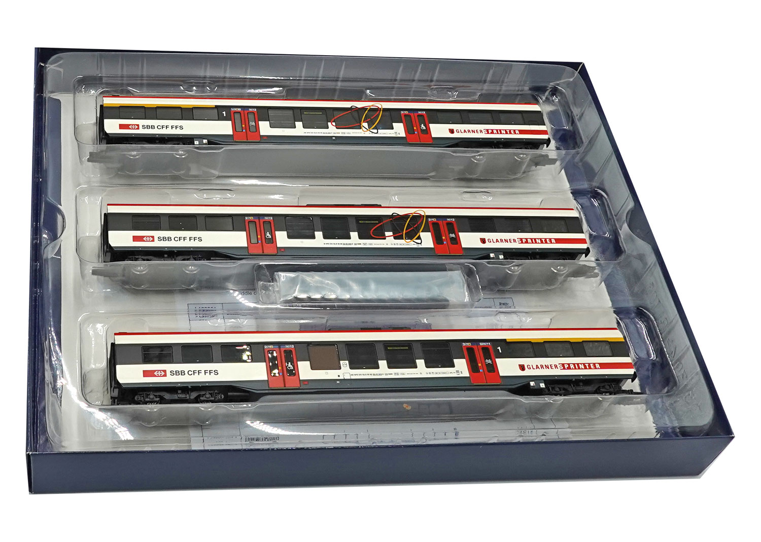 SBB 133961 Mittelwagen-Set 3-tlg.Glarner Sprinter Domino DC