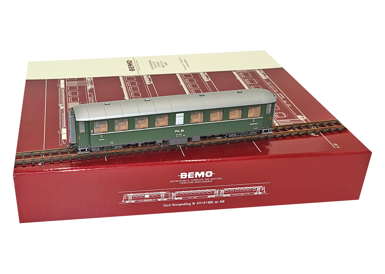 Bemo 3260117 RhB Personenwagen grün B 2227 