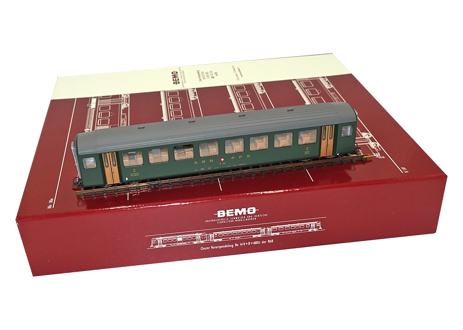 Bemo 3257415 SBB Brünig Mitteleinstiegswagen B 865 grün 