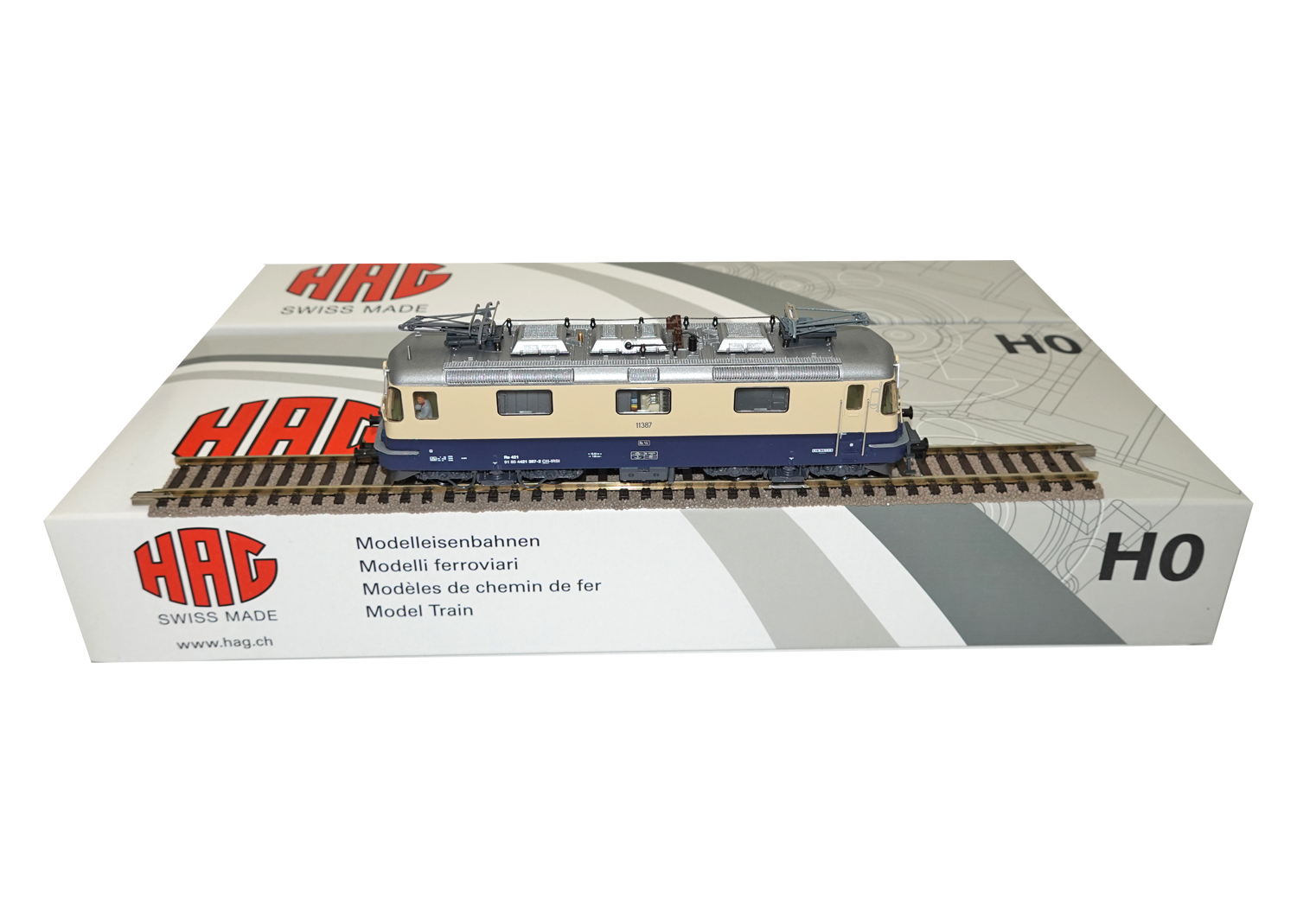 Hag 16271-21 SBB Lokomotive Re 421 Transrail Rheingold  blau creme DCC 