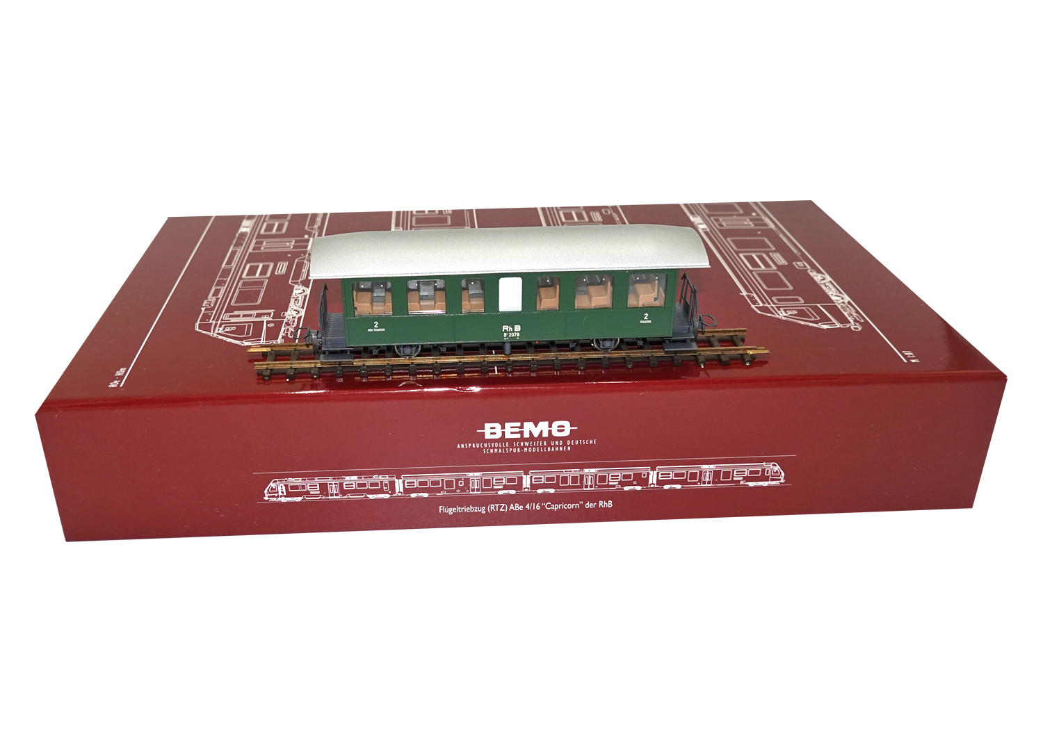 Bemo 3231128 RhB Zweiachser Personenwagen B 2078 grün 