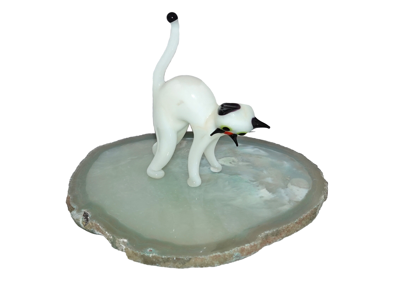 Müller-Schmoss Glastier Katze weiss Lauscha Glas Müller-Schmoss Glastier Katze weiss Lauscha Glas