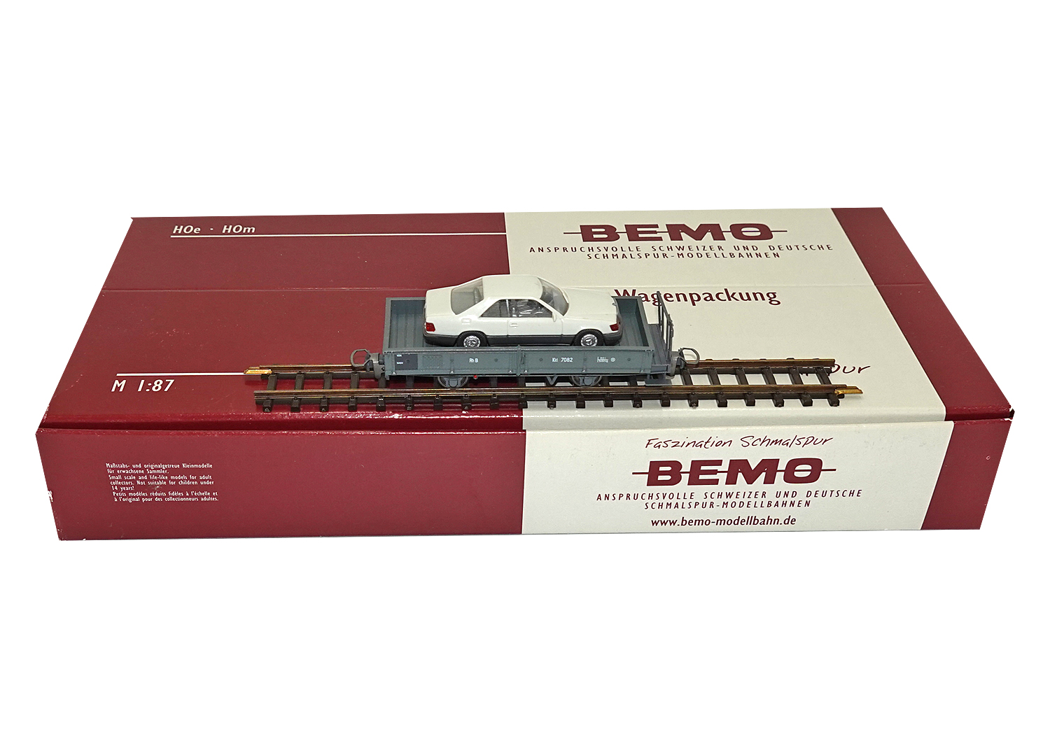 Bemo 2257112 RhB Flachwagen Kkl 7082 mit Wiking Auto 