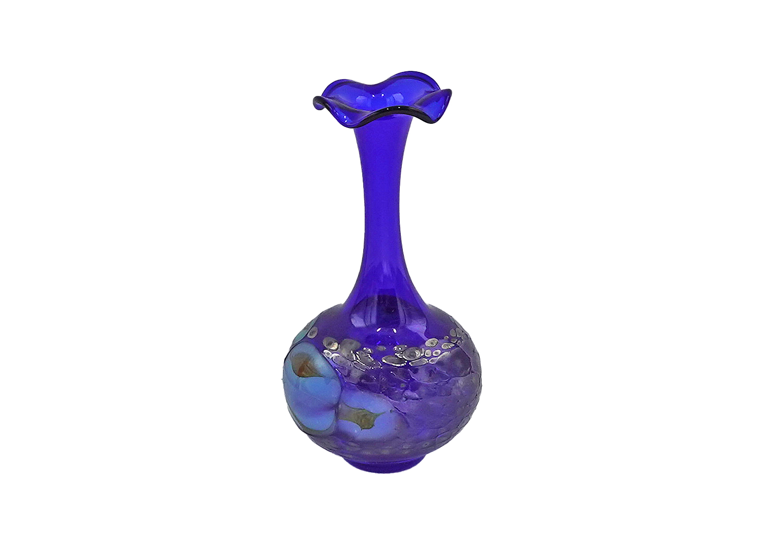 Jürgen Tkotz Gräfenthal Glasvase mini mit Glasgranulatdekor blau Jürgen Tkotz Gräfenthal Glasvase mini mit Glasgranulatdekor blau