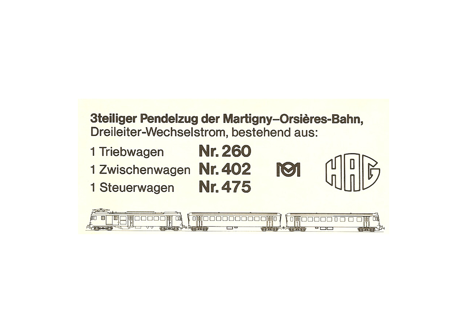 Hag 10012 Etikette Nr. 260, 402, 475 