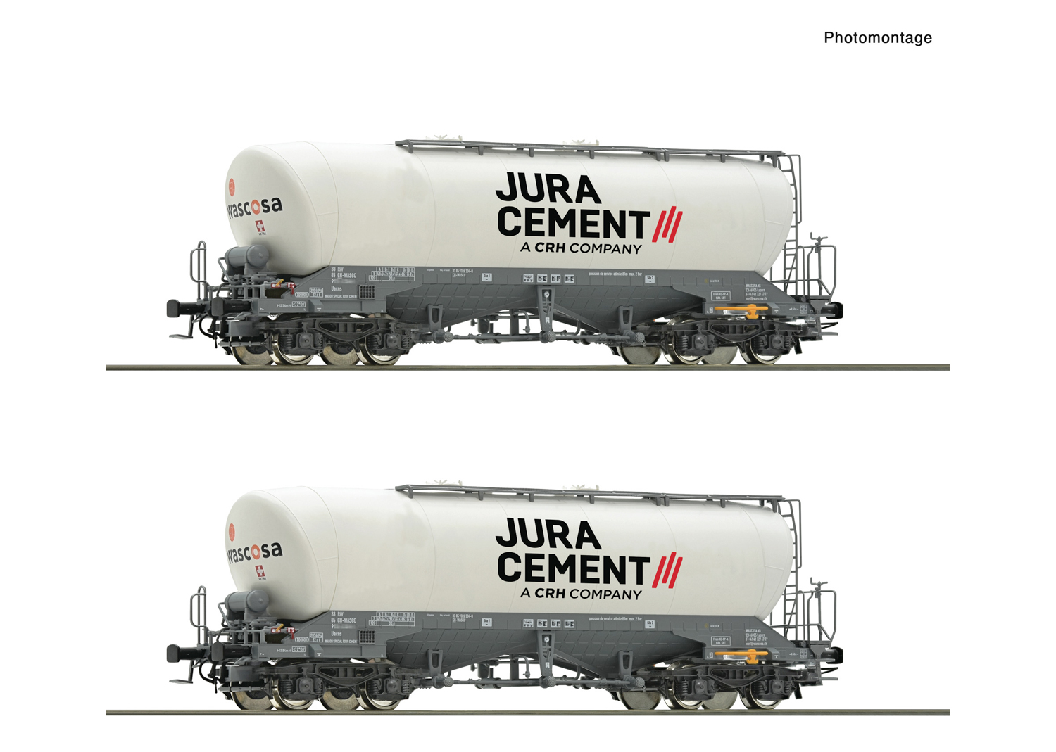 Roco 6600191 Wascosa Set Silowagen Jura Cement 2-tlg  Roco 6600191 Wascosa Set Silowagen Jura Cement 2-tlg