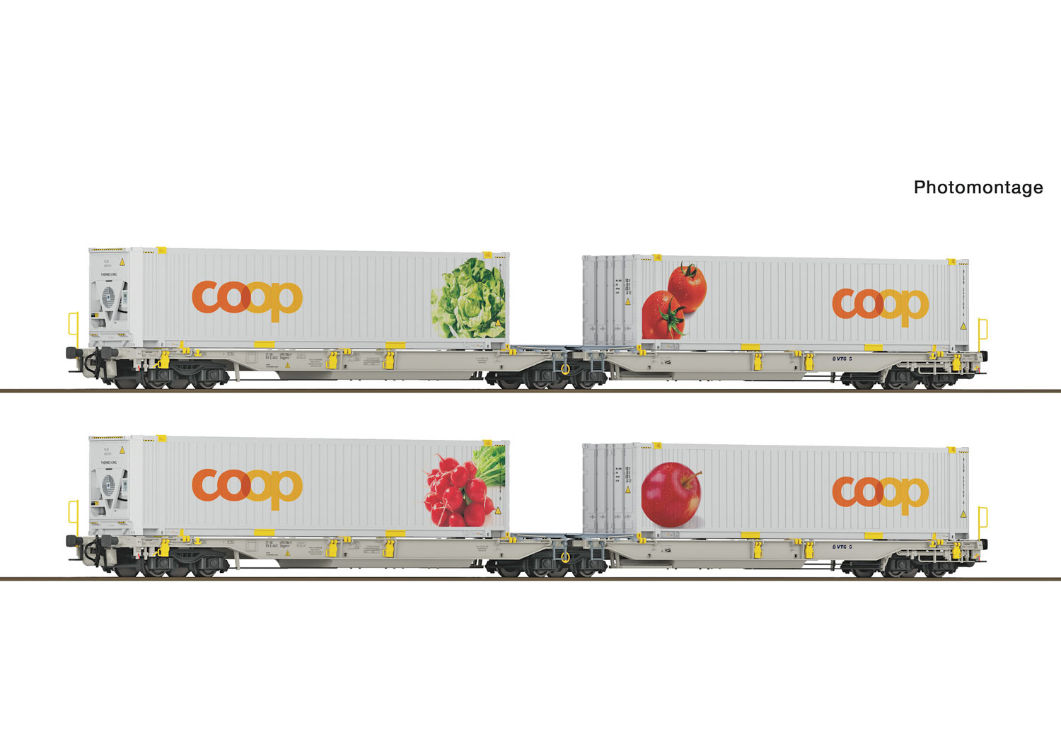 Roco 6600322 railCare Coop 2-tlg. Set 1: Doppeltaschen-Gelenkwagen T2000, 