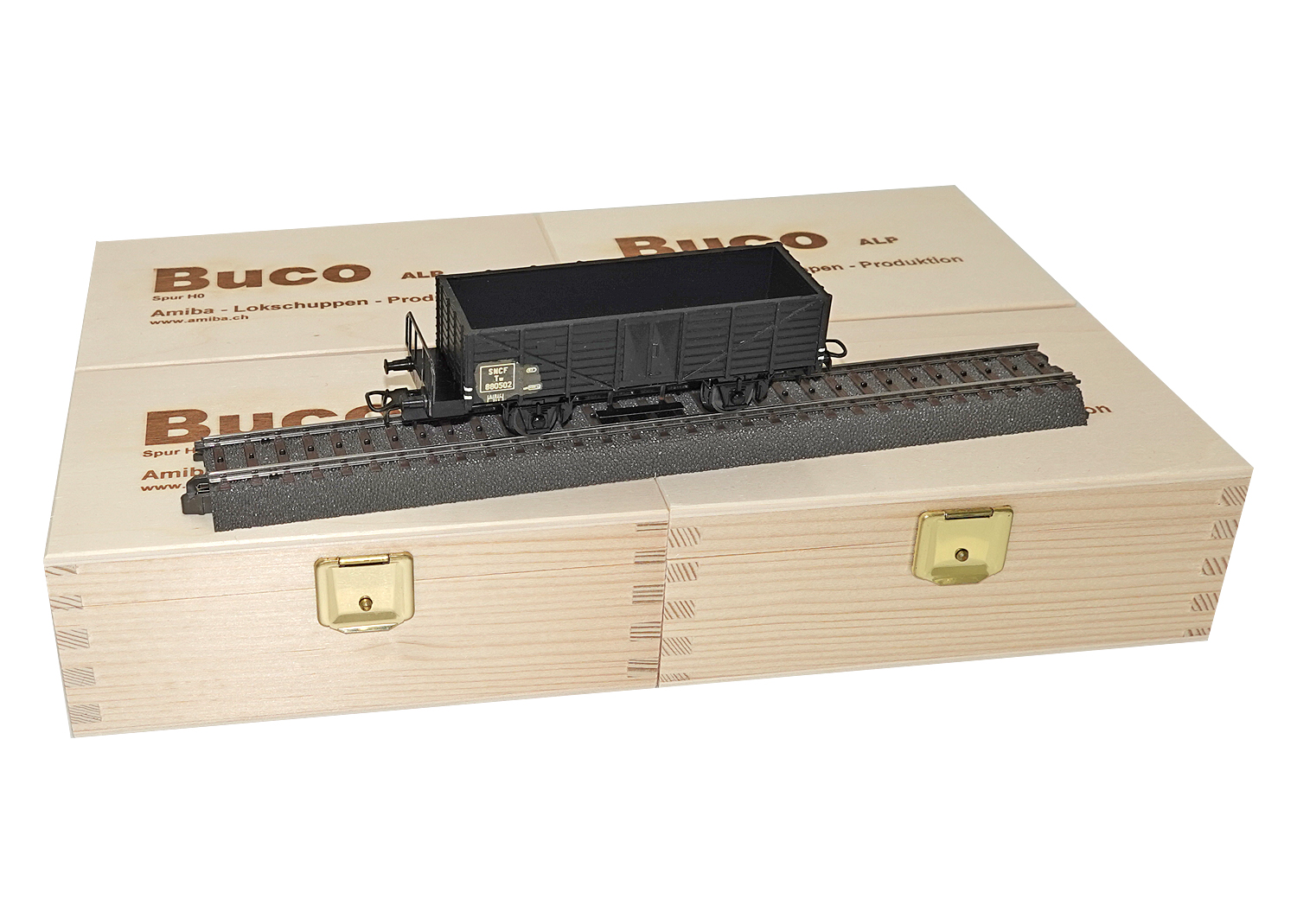 Buco H0 10423 SNCF Güterwagen Hochbord mit Plattform AC