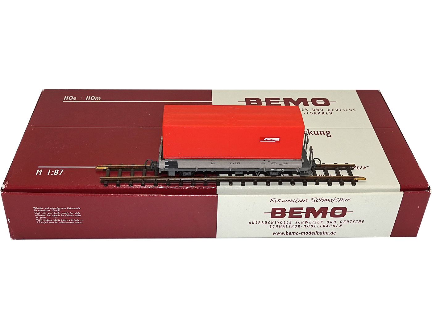 Bemo 2267107 RhB Flachwagen Wechselpritsche K-w 7507 