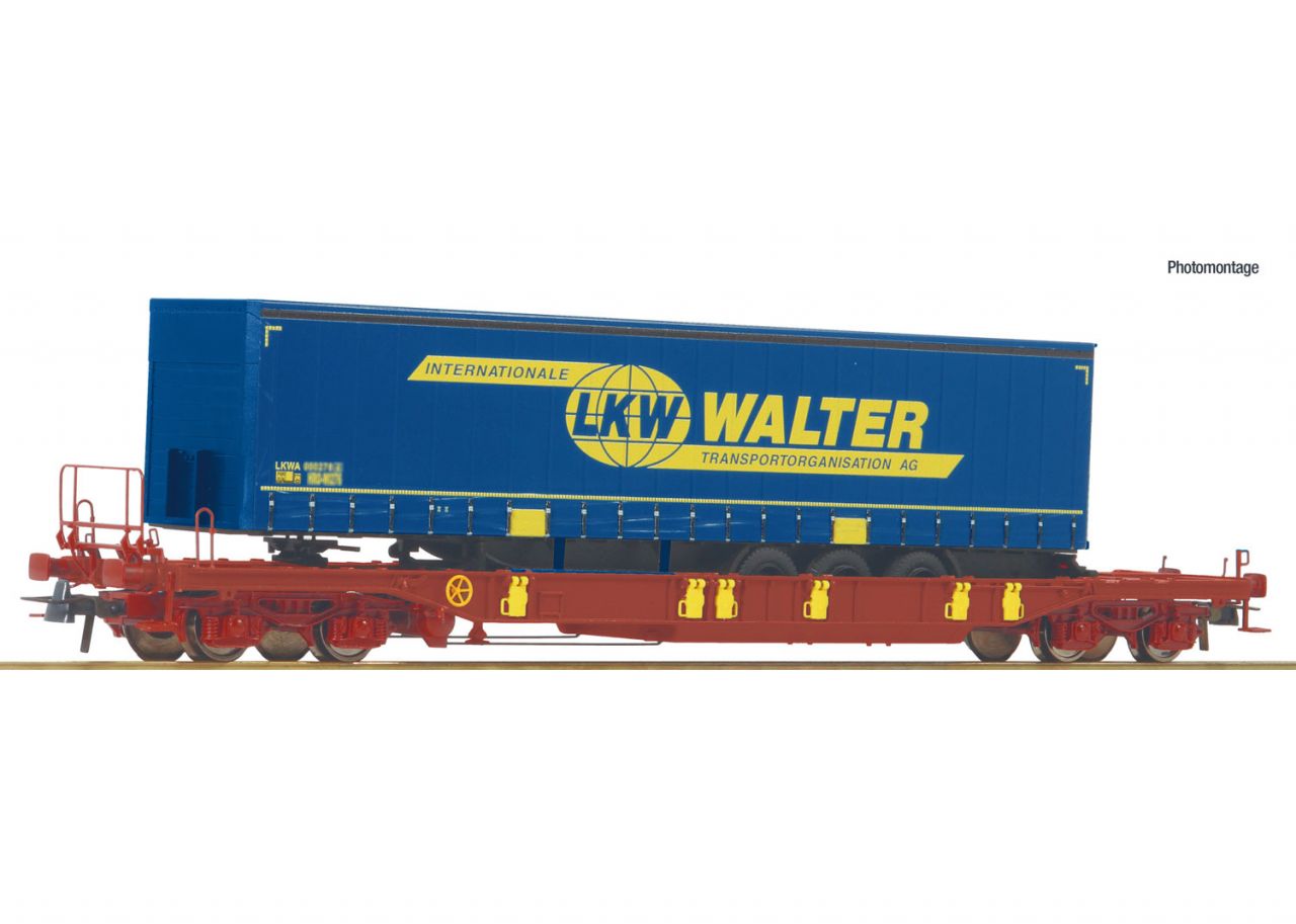 Wagon Kangourou Roco Avec Remorque LKW WALTER – Échelle HO – Modélisme Ferroviaire